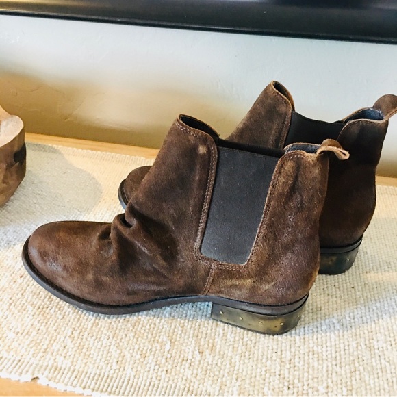 Free People brown suede ankle boots calf booties  6.5  37  boho winter - Picture 2 of 9